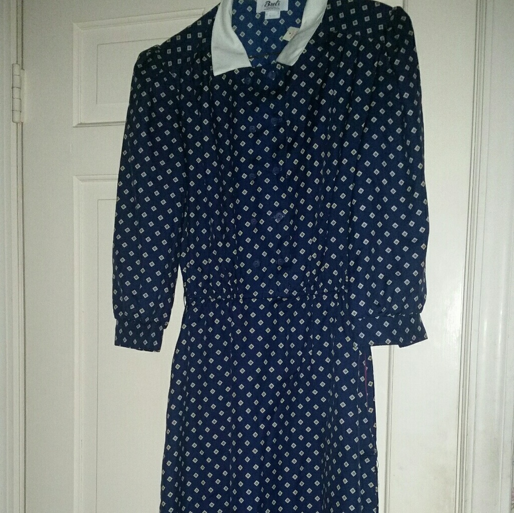 Believe Navy Blue Geometric Designer Dress Size 12